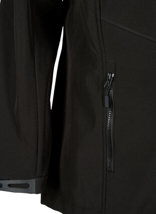 Kort softshell jakke med lommer, Black, Packshot image number 3
