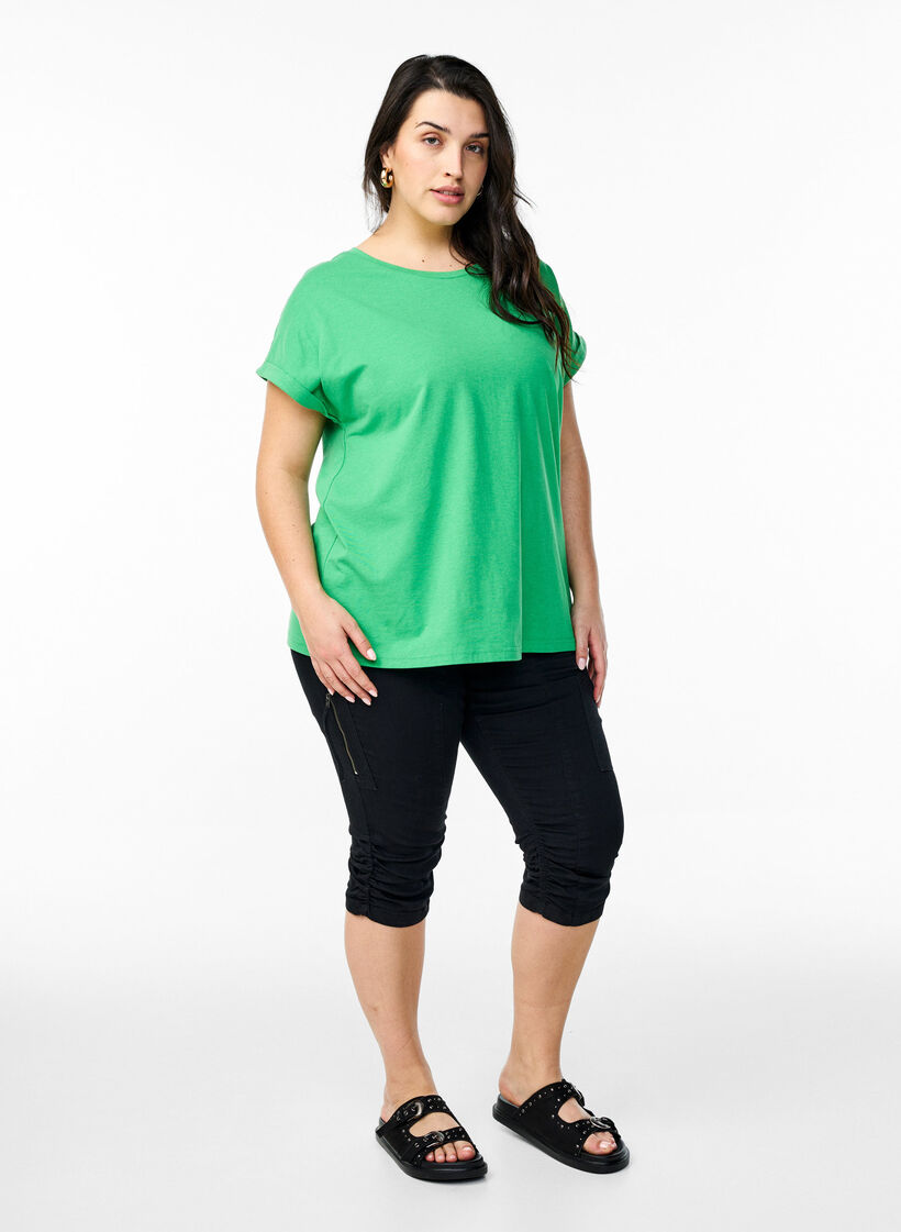 Kort&aelig;rmet t-shirt i bomuldsblanding, Gr&oslash;n, Model image number 1