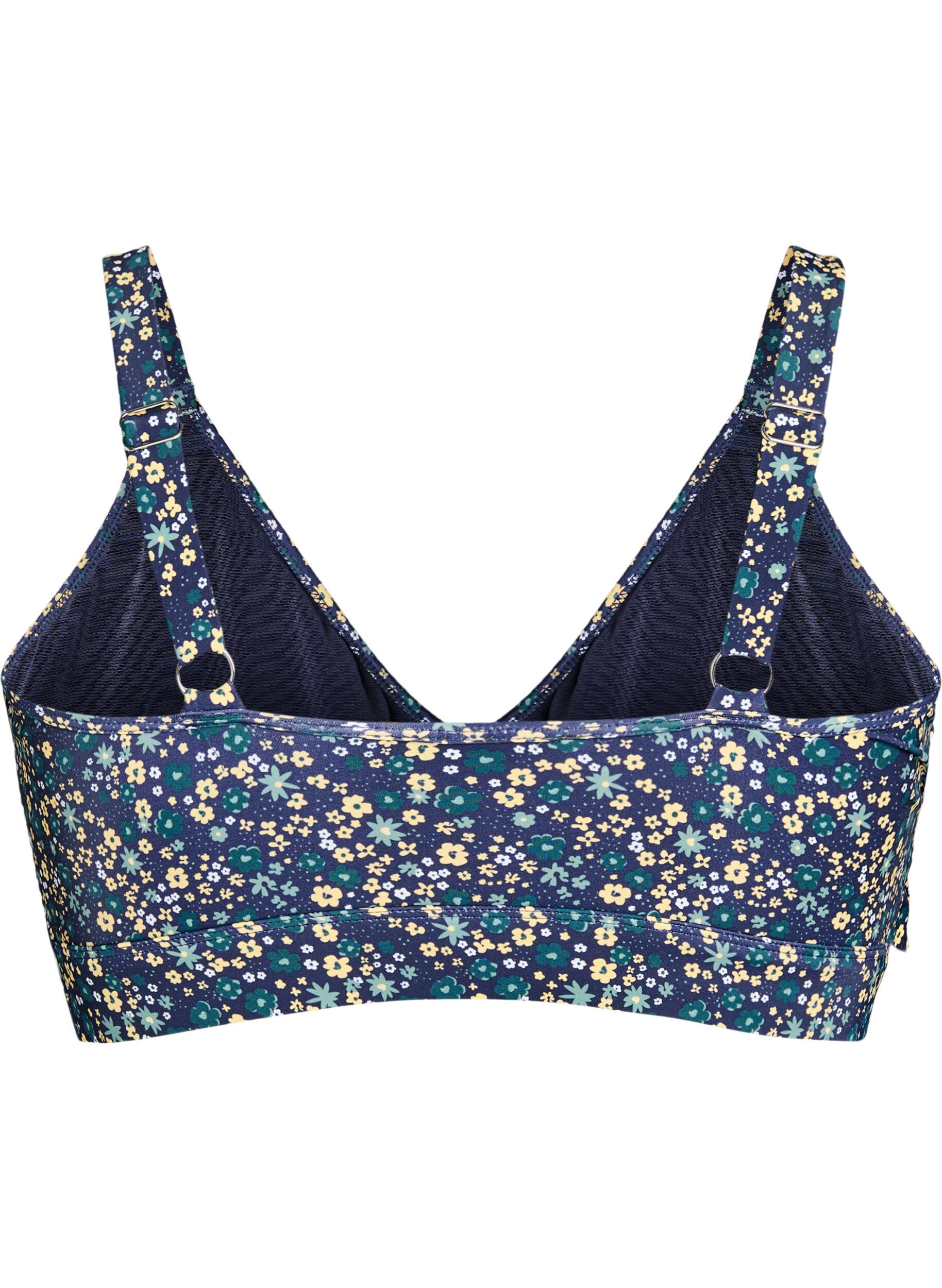 ZizziBlomstret bikini bh med fl&aelig;sedetaljer, Bl&aring;, Packshot image number 1
