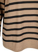 Langærmet bluse med striber og høj hals, Beige, Packshot image number 3