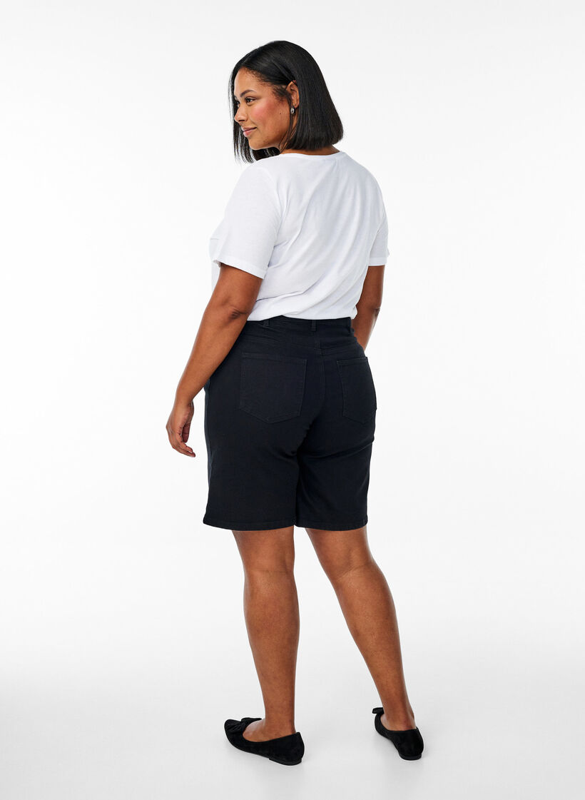 L&oslash;se denimshorts med h&oslash;j talje, Sort, Model image number 2