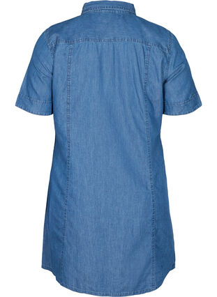 Denim skjortekjole med korte ærmer, Medium Blue denim, Packshot image number 1