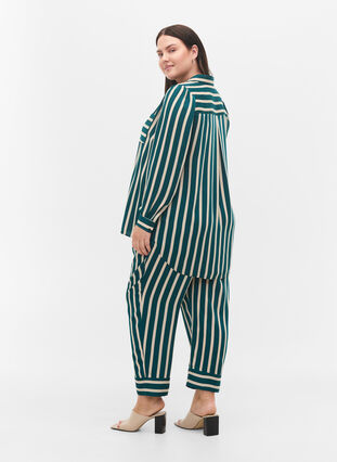 Løstsiddende bukser med striber, Green Stripe, Model image number 1