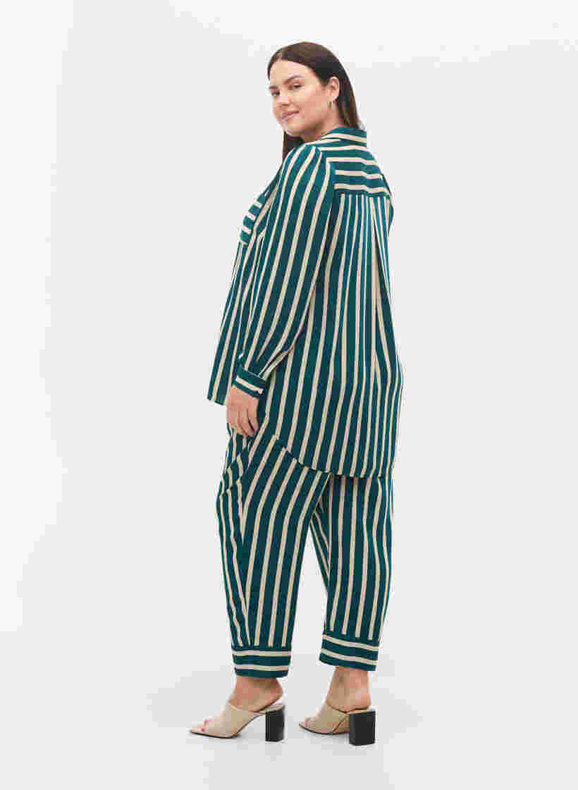 Løstsiddende bukser med striber, Green Stripe, Model image number 1