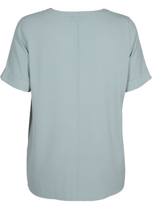Kortærmet bluse med v-udskæring , Chinois Green, Packshot image number 1