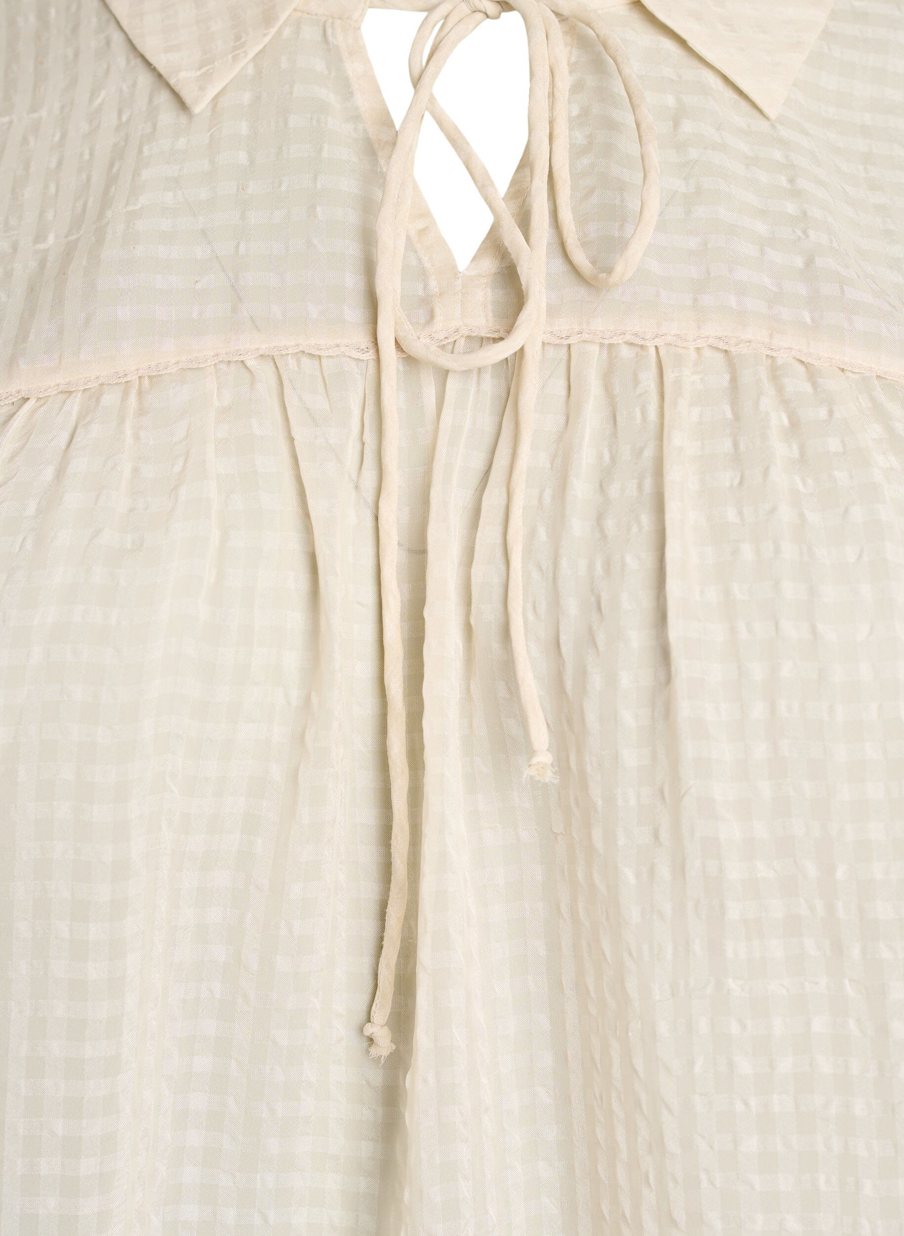 ZizziBluse i b&aelig;k og b&oslash;lge med bindeb&aring;nd, Beige, Packshot image number 2
