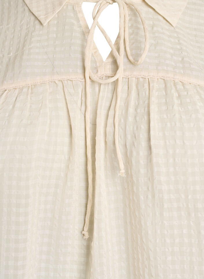 Bluse i b&aelig;k og b&oslash;lge med bindeb&aring;nd, Beige, Packshot image number 2