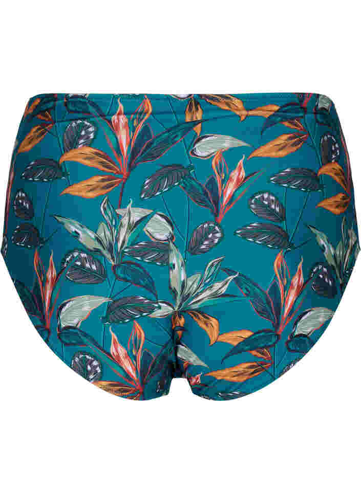 Højtaljet bikini underdel med print, Leaf Print , Packshot image number 1