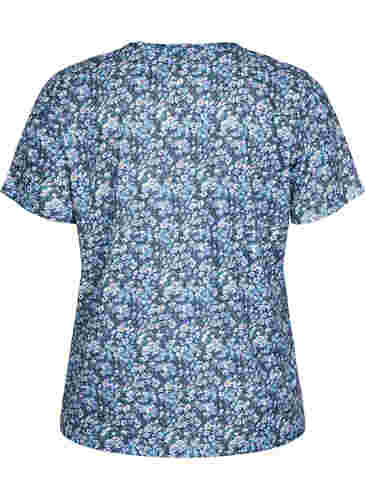 FLASH - Printet t-shirt med v-hals, Blue Green Ditsy, Packshot image number 1