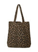 Shoppingbag i denim med leopardm&oslash;nster, Brun, Packshot image number 0