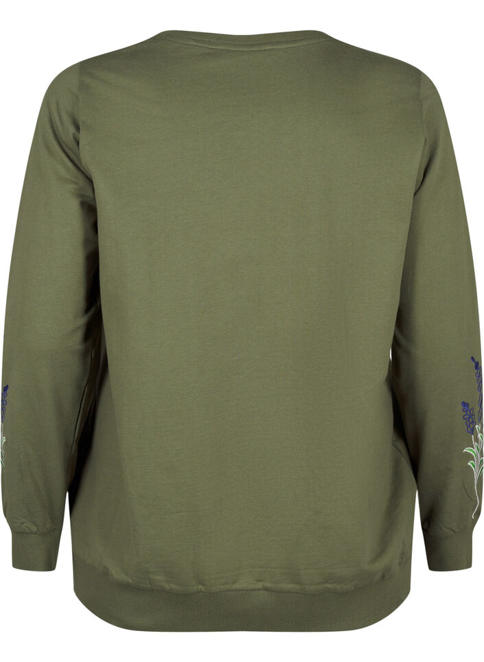 Sweatshirt med broderede blomster, D. L. Green W. emb., Packshot image number 1