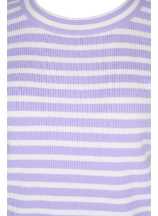 Stribet strikbluse i rib, Lavender Comb., Packshot image number 2