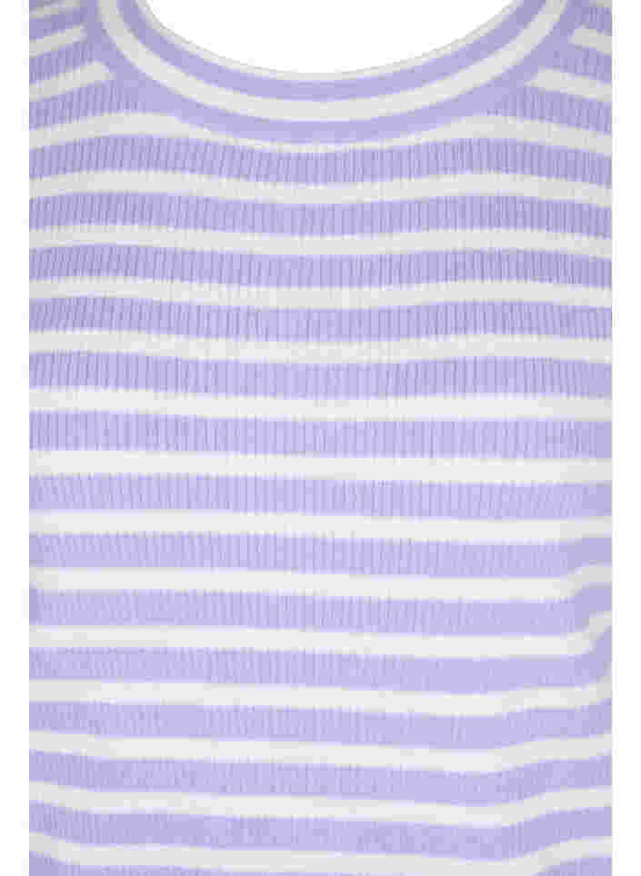 Stribet strikbluse i rib, Lavender Comb., Packshot image number 2