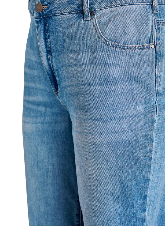 Cropped Kiana jeans med straight fit og knapdetaljer, Bl&aring;, Packshot image number 2