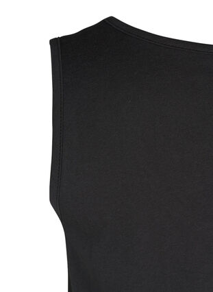 Ærmeløs bomulds kjole med a-shape, Black Solid, Packshot image number 3
