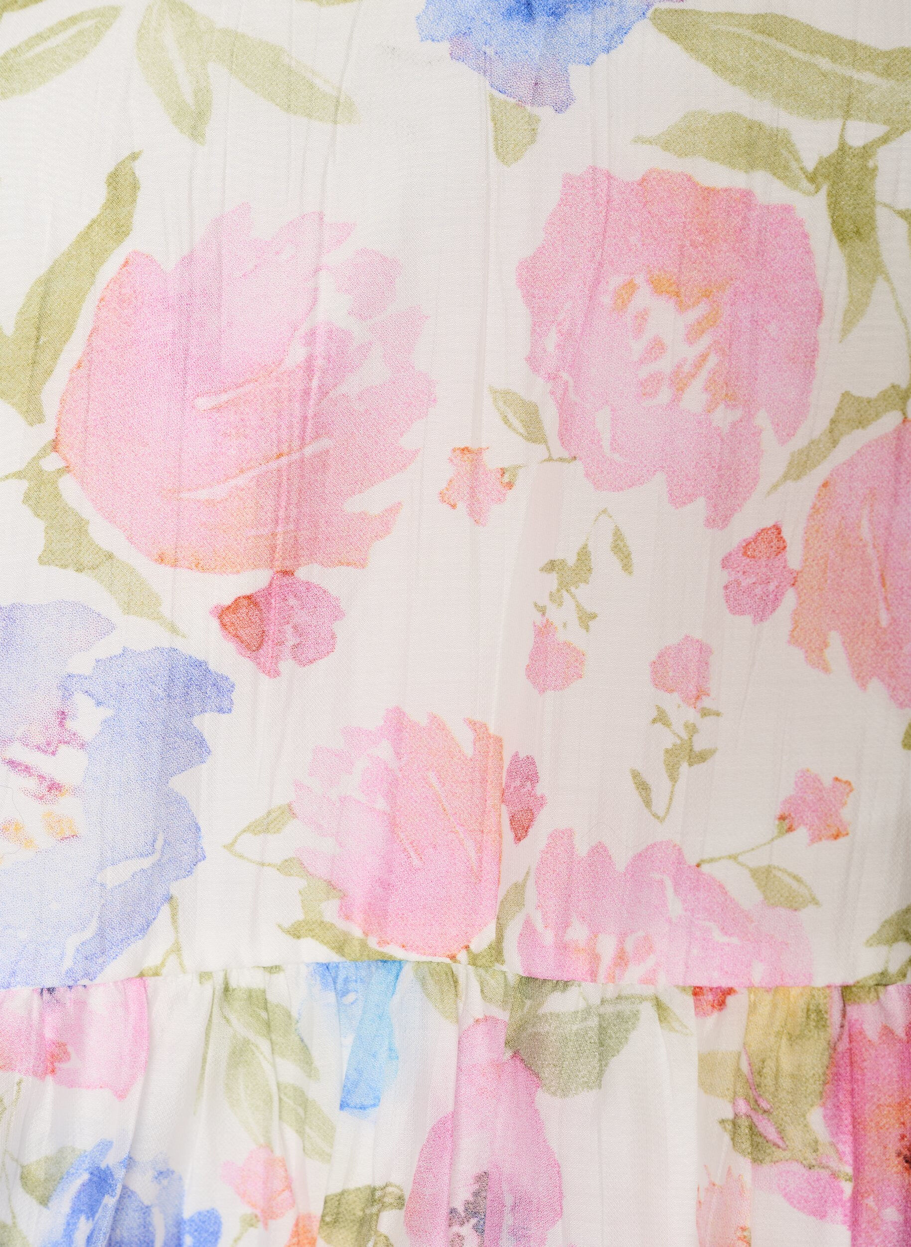 Zizzi Bluse i lyocell med blomsterprint og hjerteudsk&aelig;ring, Hvid, Packshot image number 2