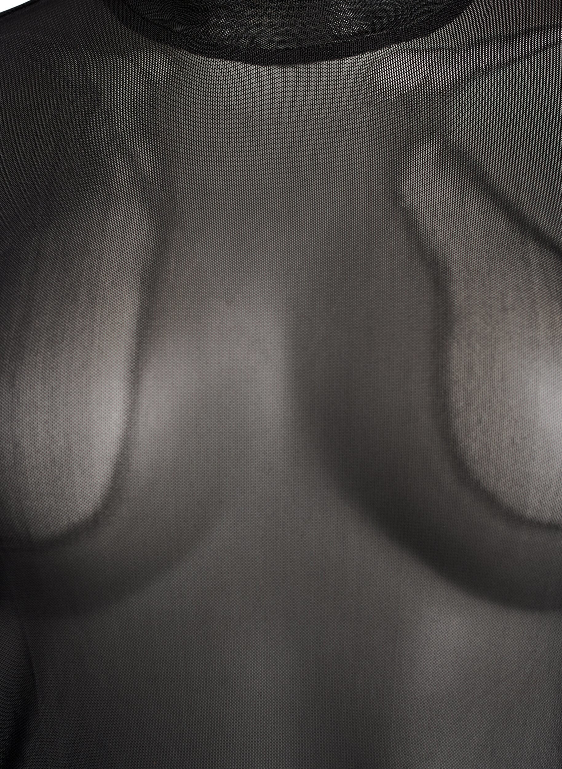 Zizzi T&aelig;tsiddende meshbluse med lange &aelig;rmer, Sort, Packshot image number 2