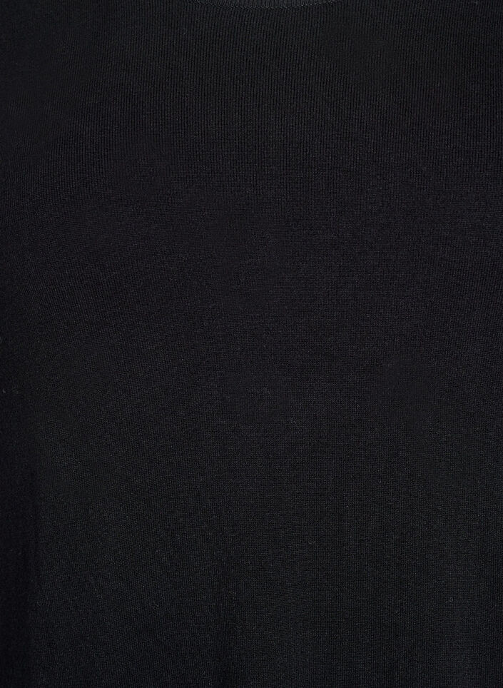 Knælang strikkjole med korte ærmer, Sort, Packshot image number 2