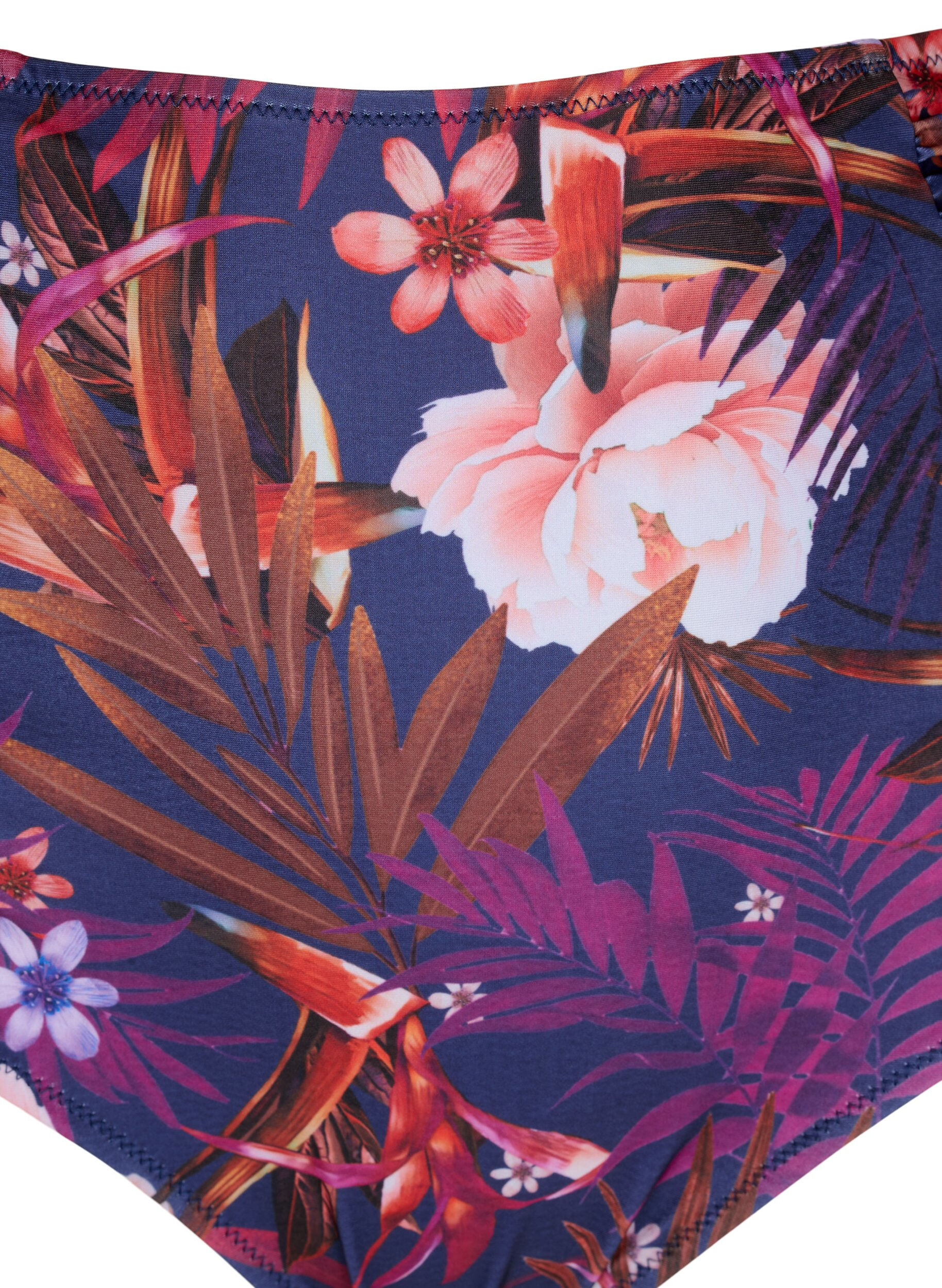 Zizzi Stribet bikinitrusse med h&oslash;j talje, Lilla, Packshot image number 2