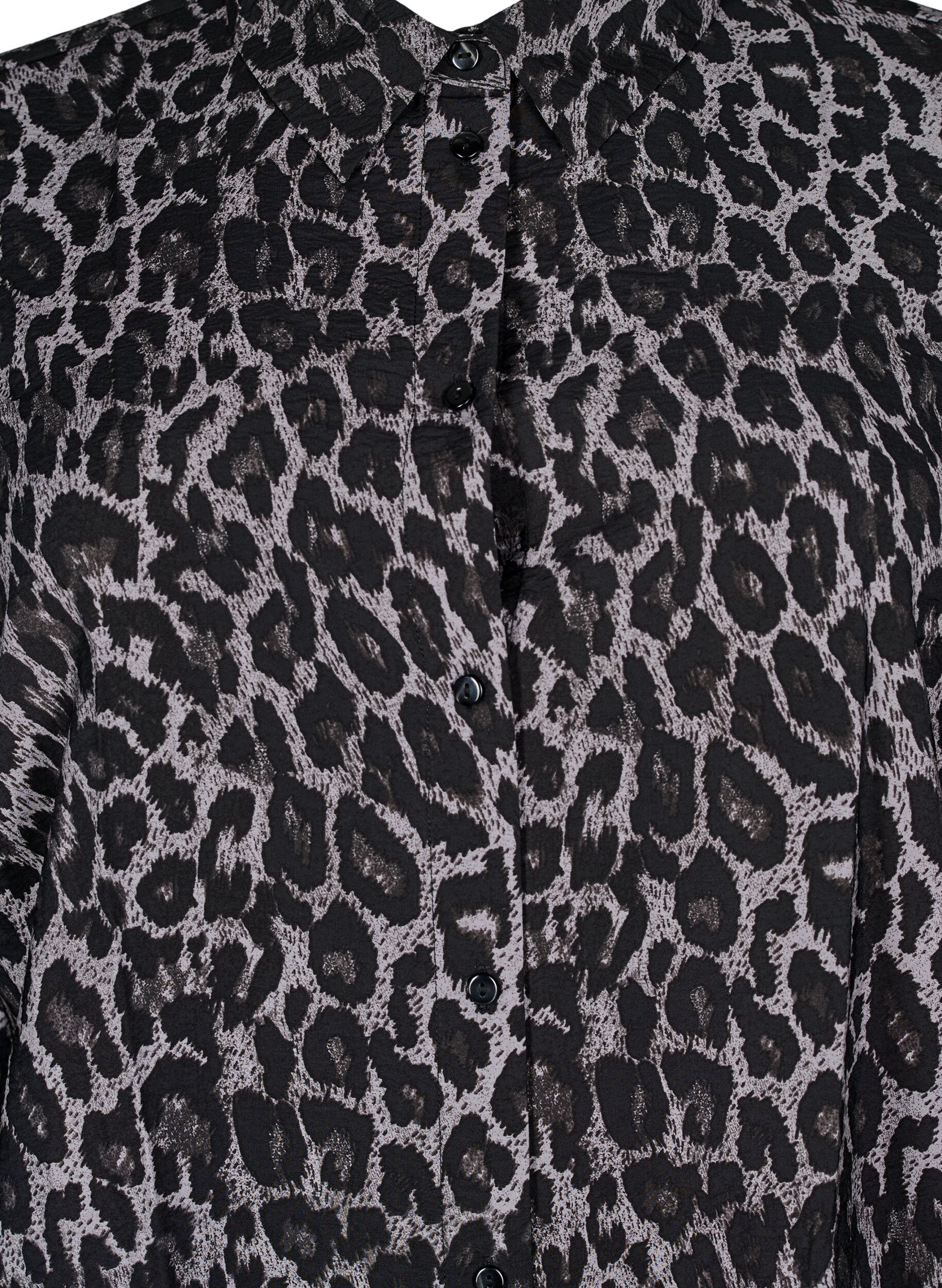 Zizzi Lang skjorte med leopardprint, Gr&aring;, Packshot image number 2