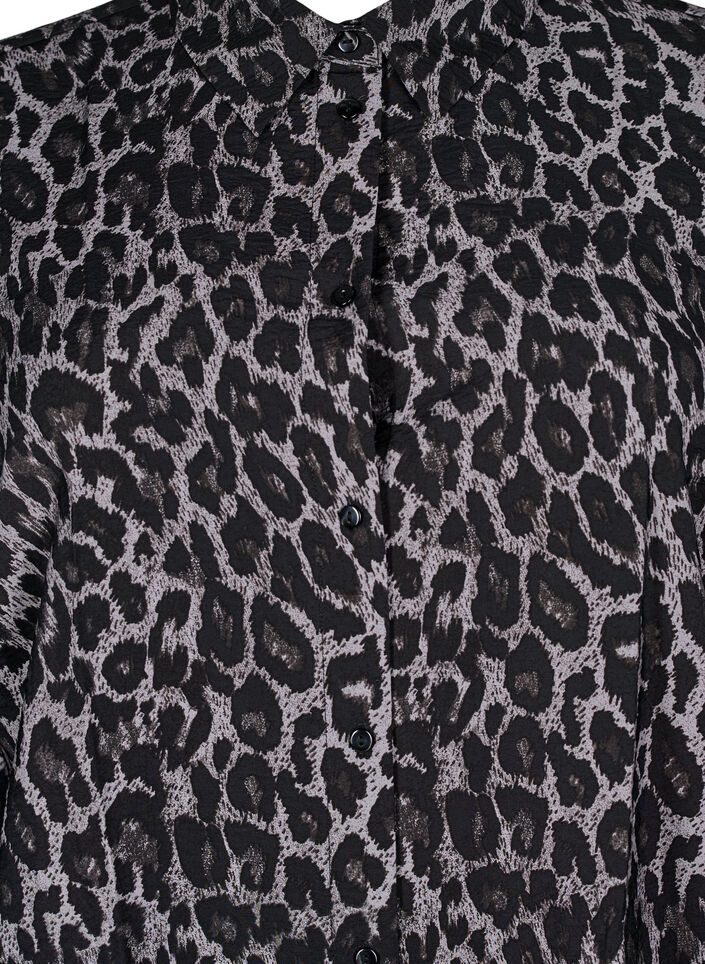 Lang skjorte med leopardprint, Grå, Packshot image number 2