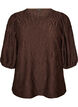 Bluse med tekstur og 3/4 &aelig;rmer, Brun, Packshot image number 0