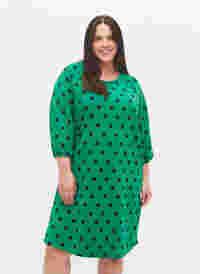 Prikket kjole med 3/4 ærmer, Jolly Green Dot, Model