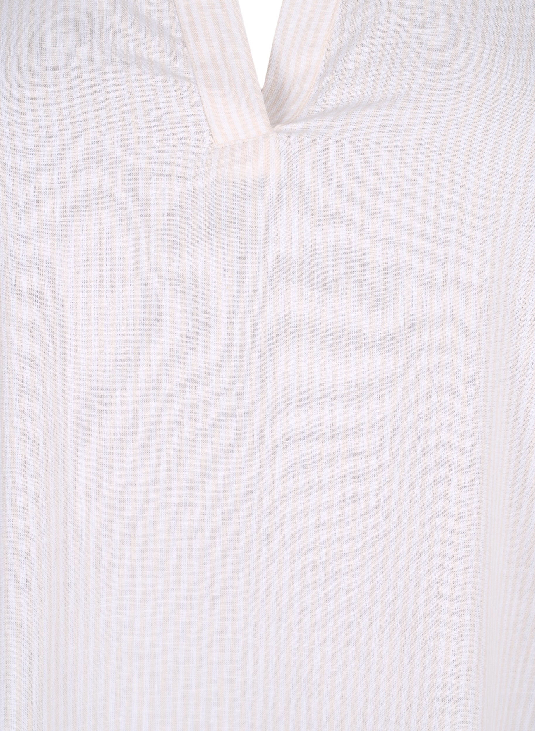 Zizzi Stribet kjole i bomuld og h&oslash;r, Sandshell Wh. Stripe, Packshot image number 2