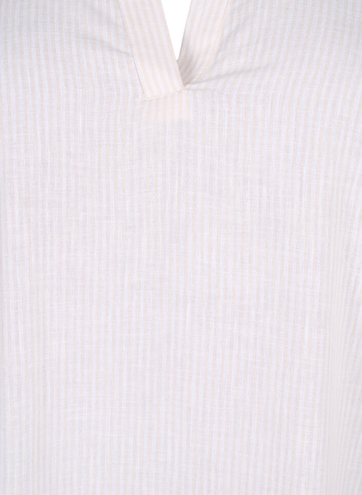 Stribet kjole i bomuld og hør, Sandshell Wh. Stripe, Packshot image number 2