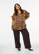 Bluse med leopardprint og fl&aelig;sedetaljer, Brun, Model image number 1