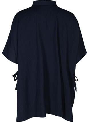 Skjorte med 3/4 ærmer og snøredetalje, Medieval Blue, Packshot image number 1