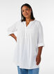 Tunika i bomuldsmusselin med broderi anglaise, Hvid, Model image number 0