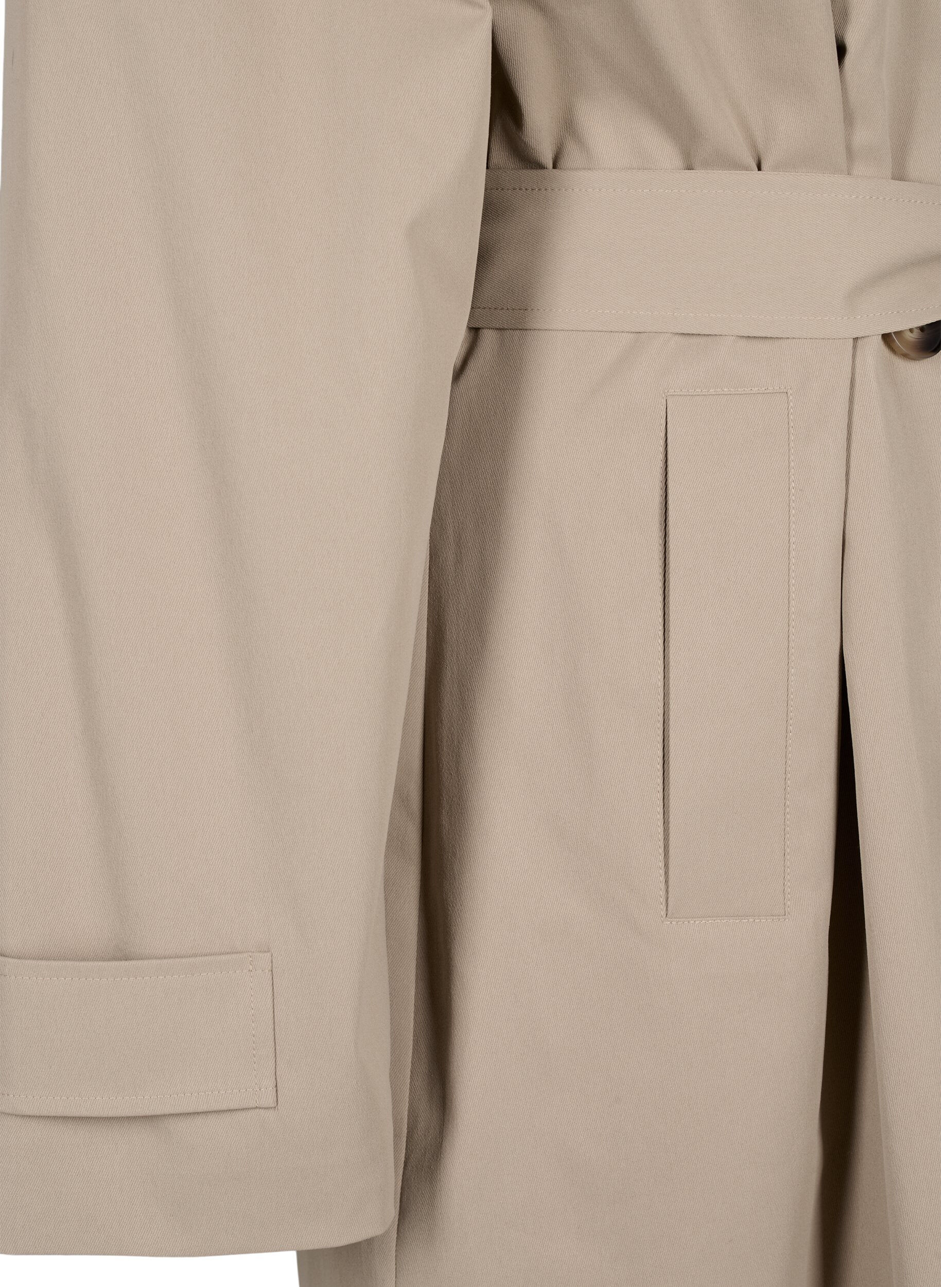 Zizzi Klassisk lang trenchcoat med b&aelig;lte, Chinchilla, Packshot image number 3