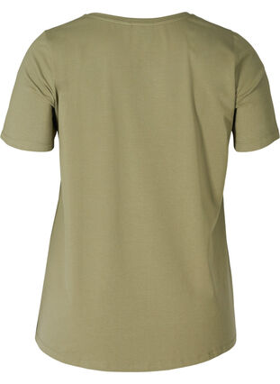Basis t-shirt med v-hals, Deep Lichen Green, Packshot image number 1