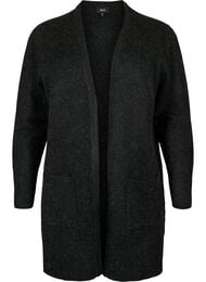 Meleret strik cardigan med lommer, Gr&aring;