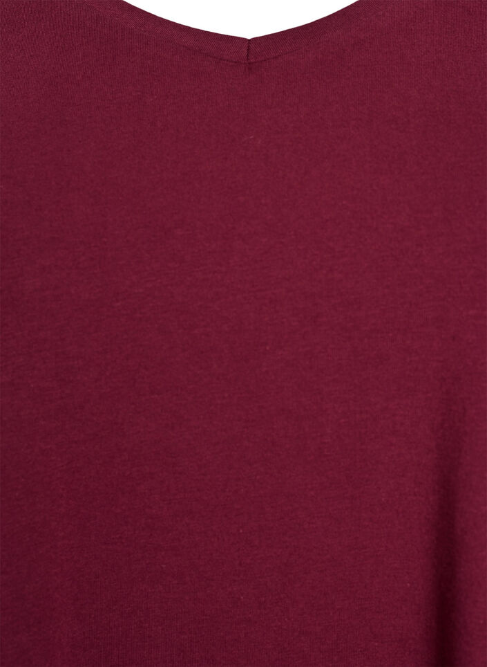 Ensfarvet basis t-shirt i bomuld, Mørk Bordeaux, Packshot image number 2