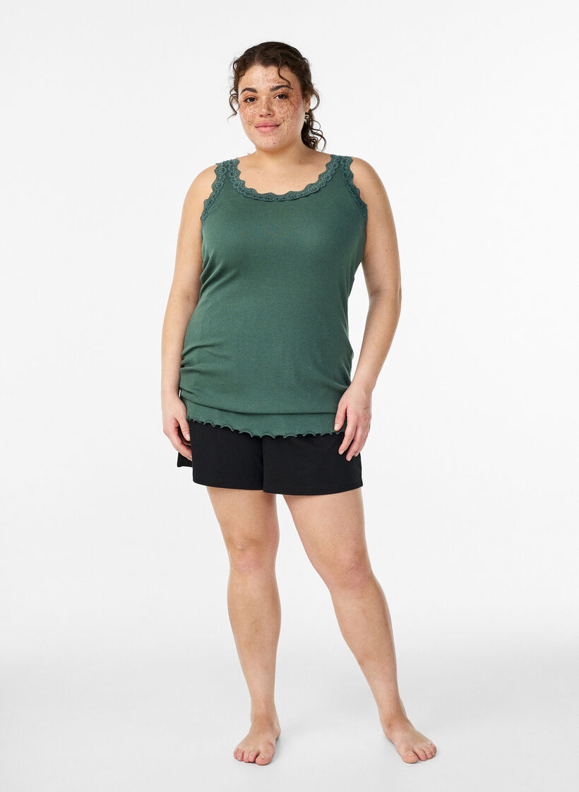 Top med blondekant, Gr&oslash;n, Model image number 1