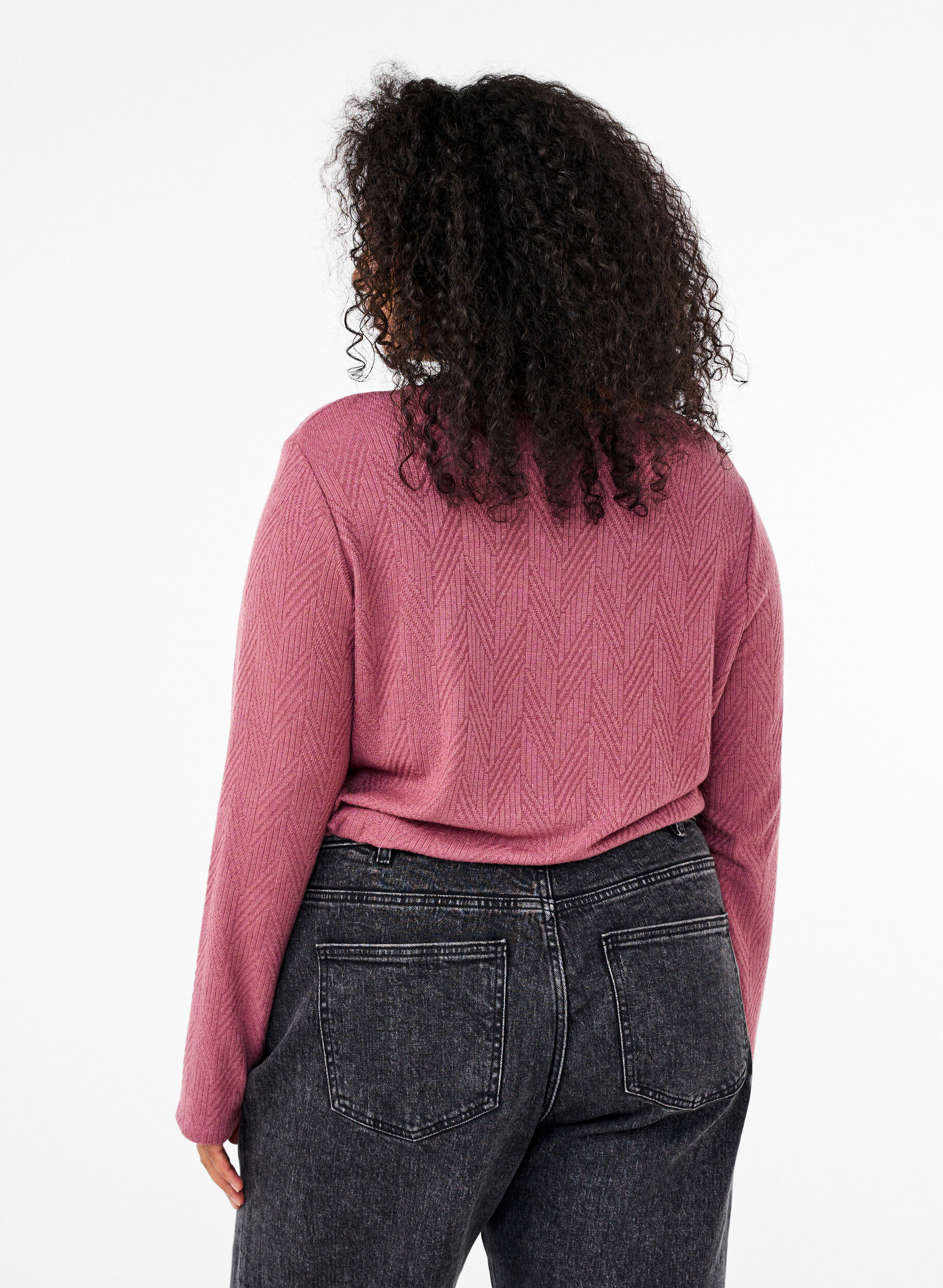 Zizzi Lang&aelig;rmet bluse med m&oslash;nster, Brun, Model image number 2