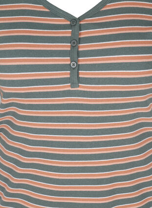 Stribet rib t-shirt i bomuld, Balsam Green Stripe, Packshot image number 2