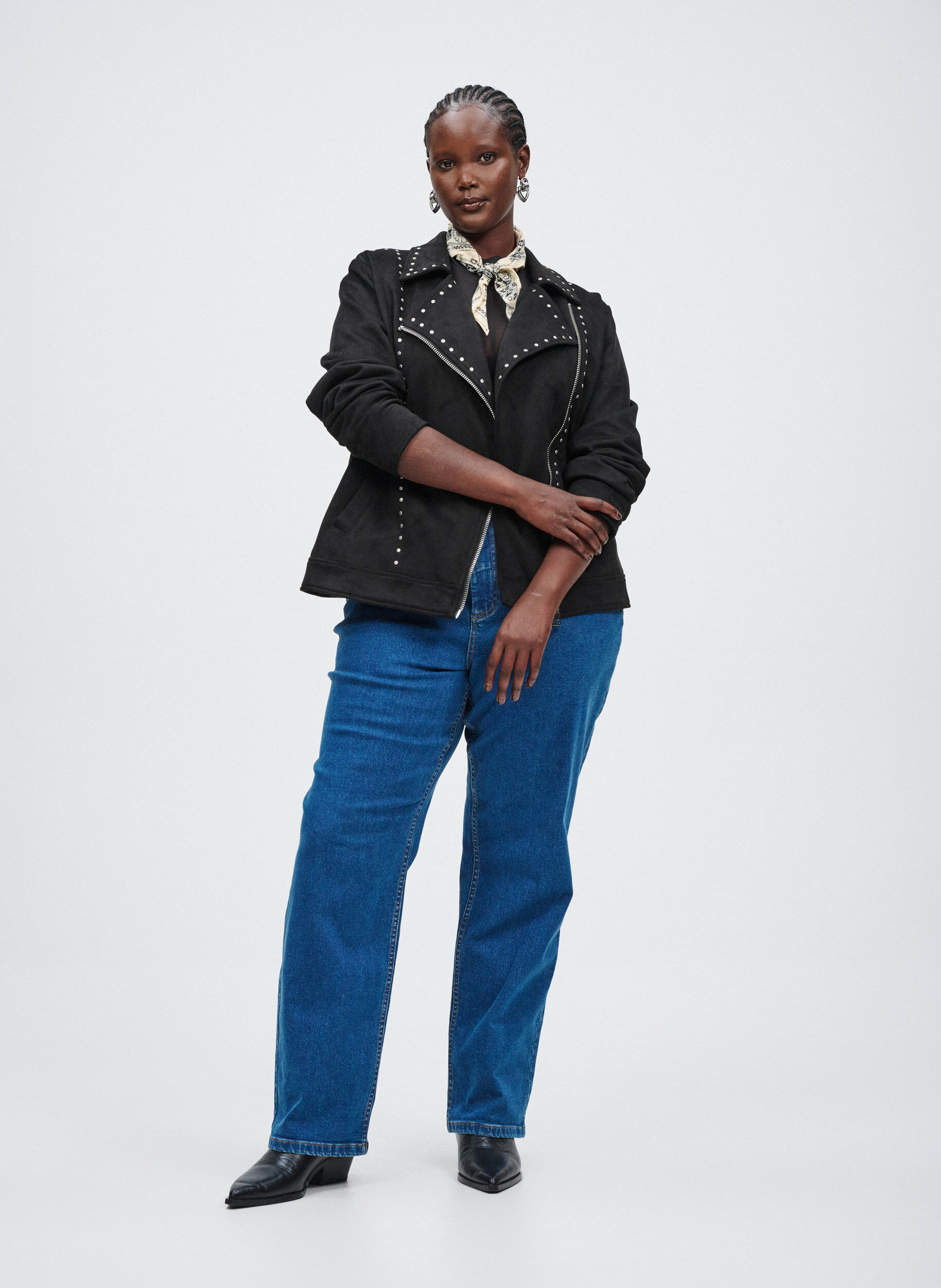 Zizzi H&oslash;jtaljede Gemma jeans med regular fit, Bl&aring;, Image image number 0