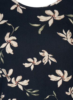 Langærmet bluse i blomsterprint, Blue w. cream, Packshot image number 2