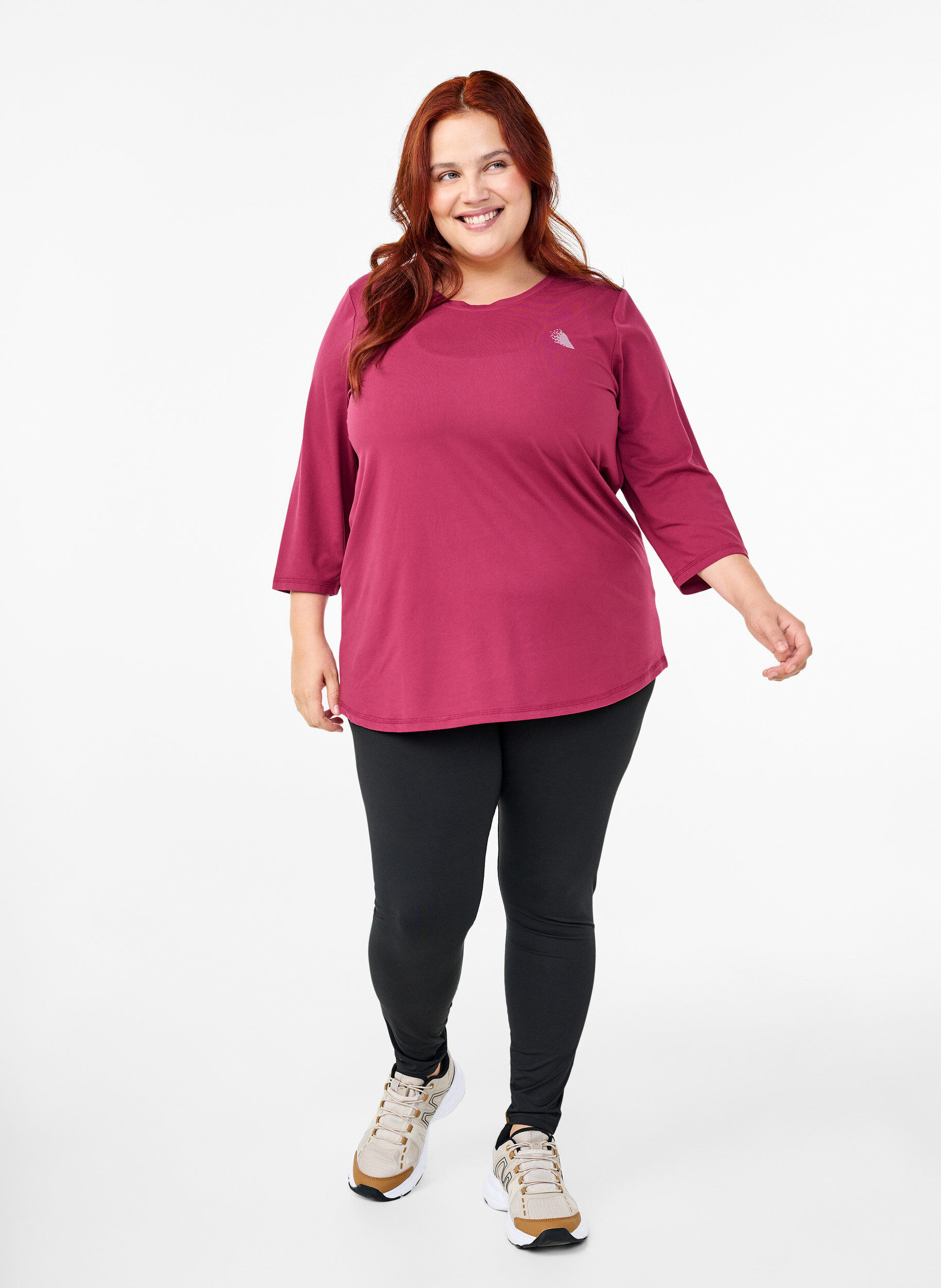 ZizziTr&aelig;ningsbluse med 3/4 &aelig;rmer, R&oslash;d, Model image number 1