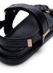 Wide fit - Lædersandal med fletremme, Sort, Packshot image number 4