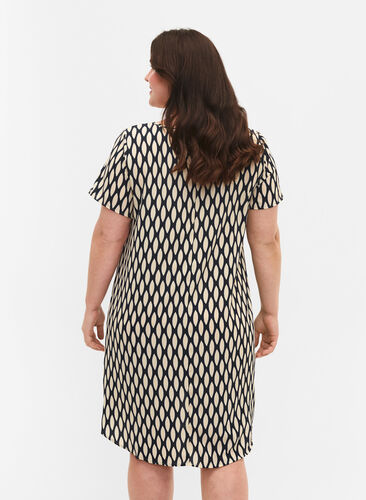 Printet kjole med korte ærmer, Oval AOP, Model image number 1