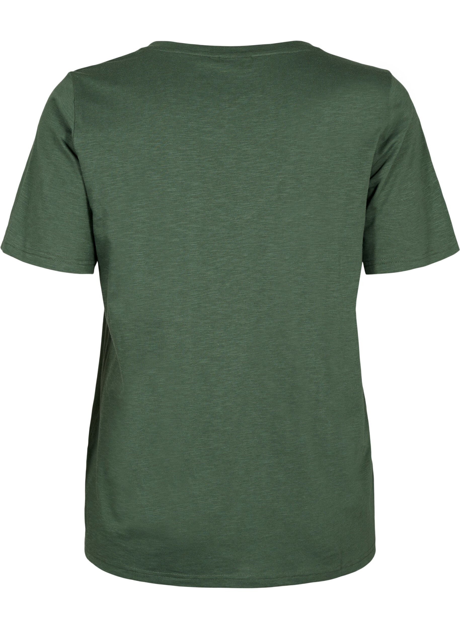 ZizziKort&aelig;rmet basis t-shirt med v-hals, Gr&oslash;n, Packshot image number 1