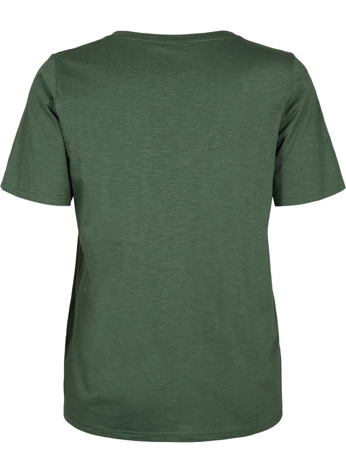 Kort&aelig;rmet basis t-shirt med v-hals, Gr&oslash;n, Packshot image number 1