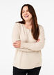 FLASH - Strikbluse med rund hals, Beige, Model image number 0