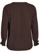 Bluse med smock manchetter og V-udsk&aelig;ring, Brun, Packshot image number 1