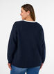 Strikbluse med V-hals og raglan&aelig;rmer, Bl&aring;, Model image number 2