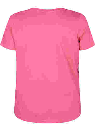 Bomulds nat t-shirt med tryk , Hot Pink w. Be, Packshot image number 1